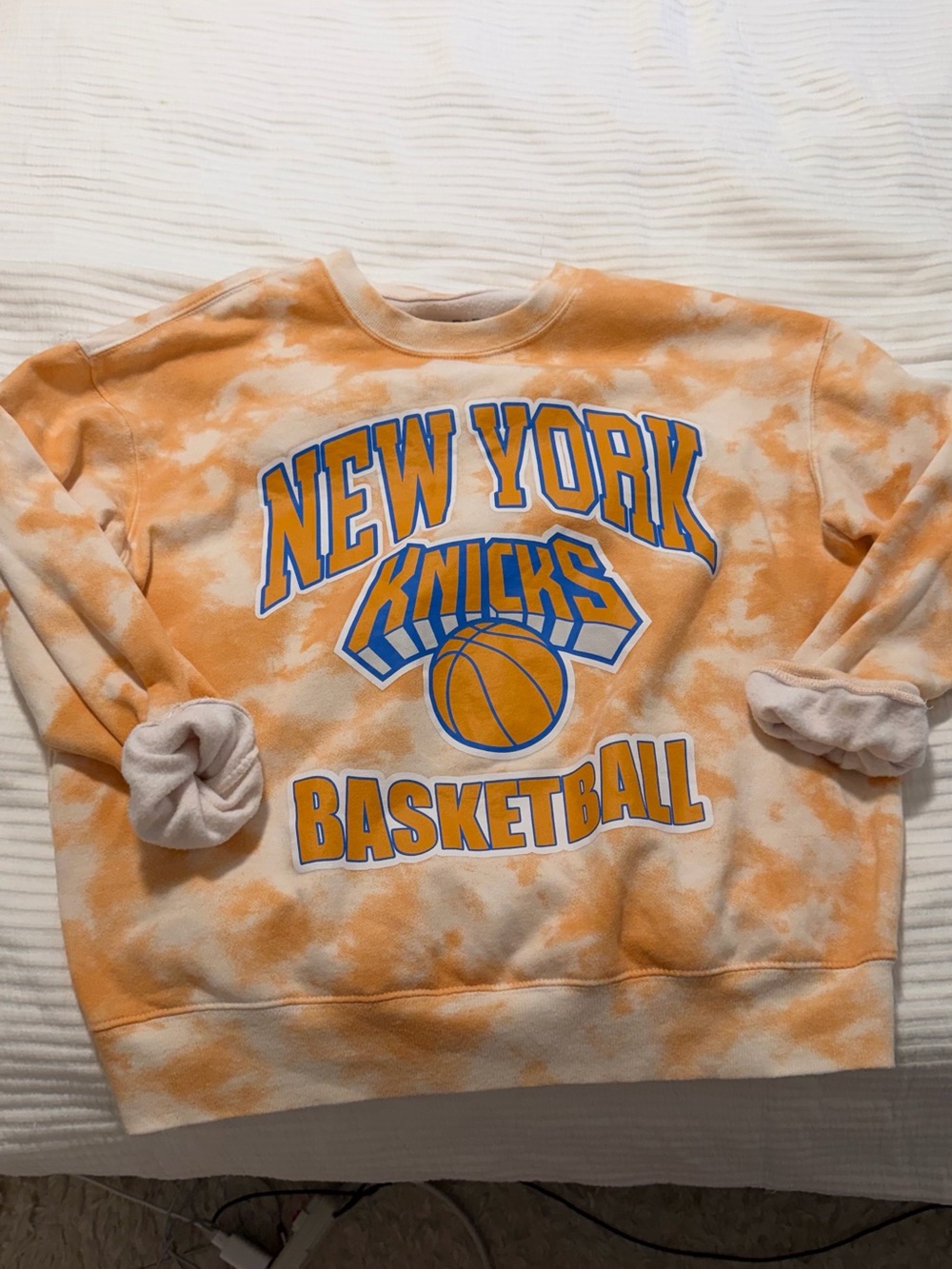 Orange Tie-Dye Crewneck Sweatshirt New York Knicks Basketball